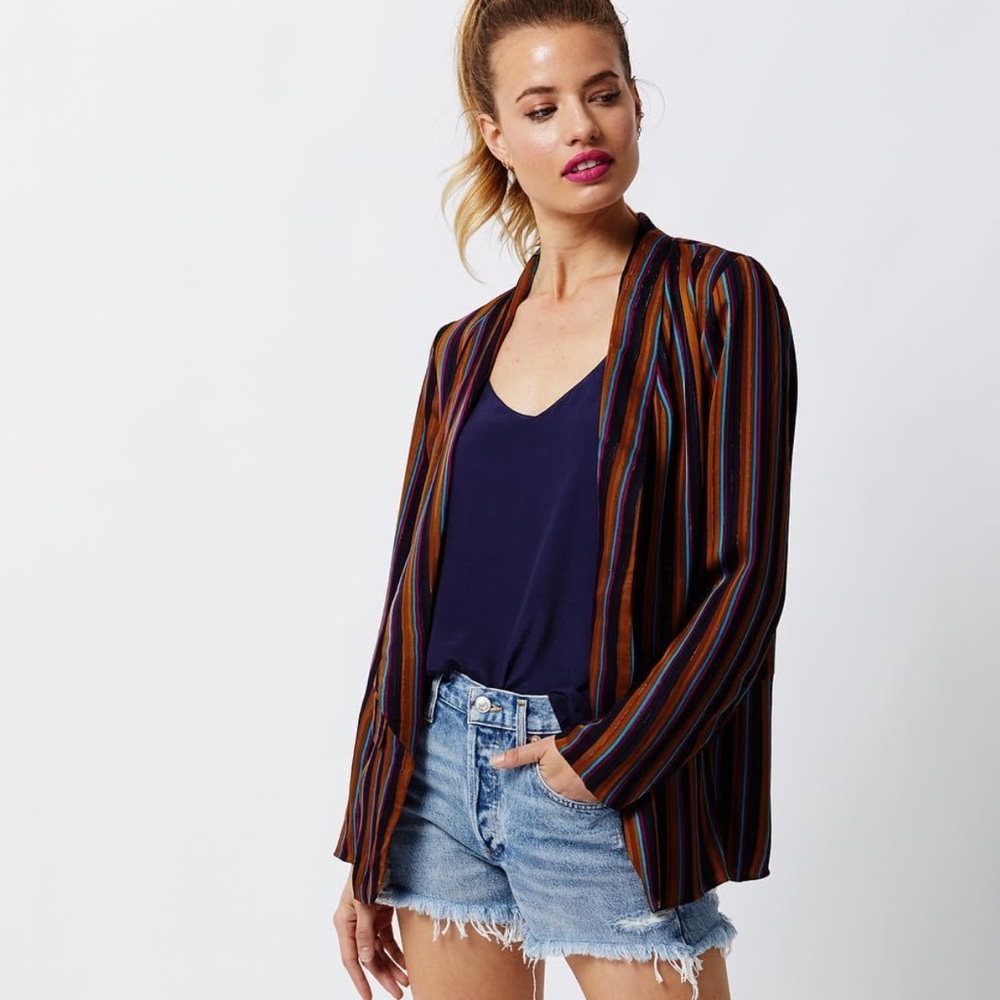 Chloe Oliver | Striped Silk Blazer | Small